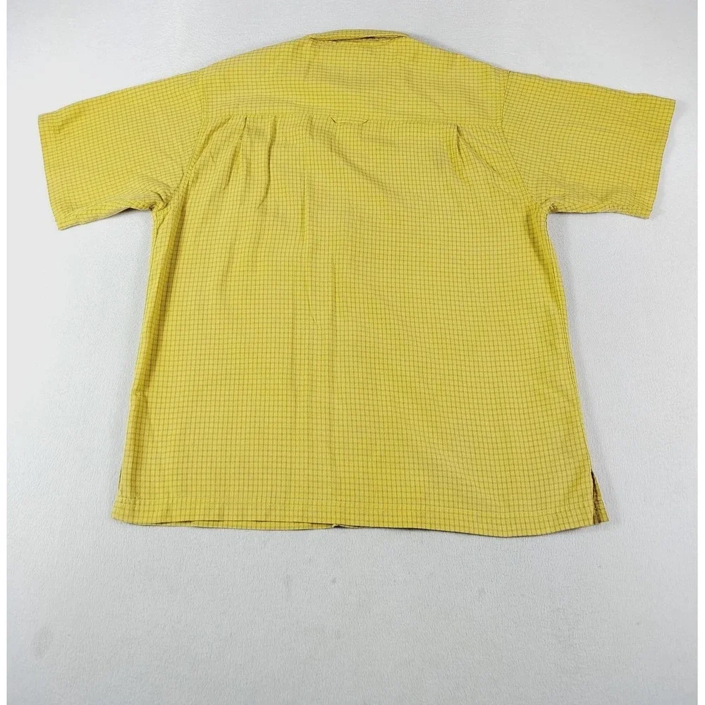 The North Face Shirt Mens Large‎ Yellow Check Short Sleeve Button Up Outdoor